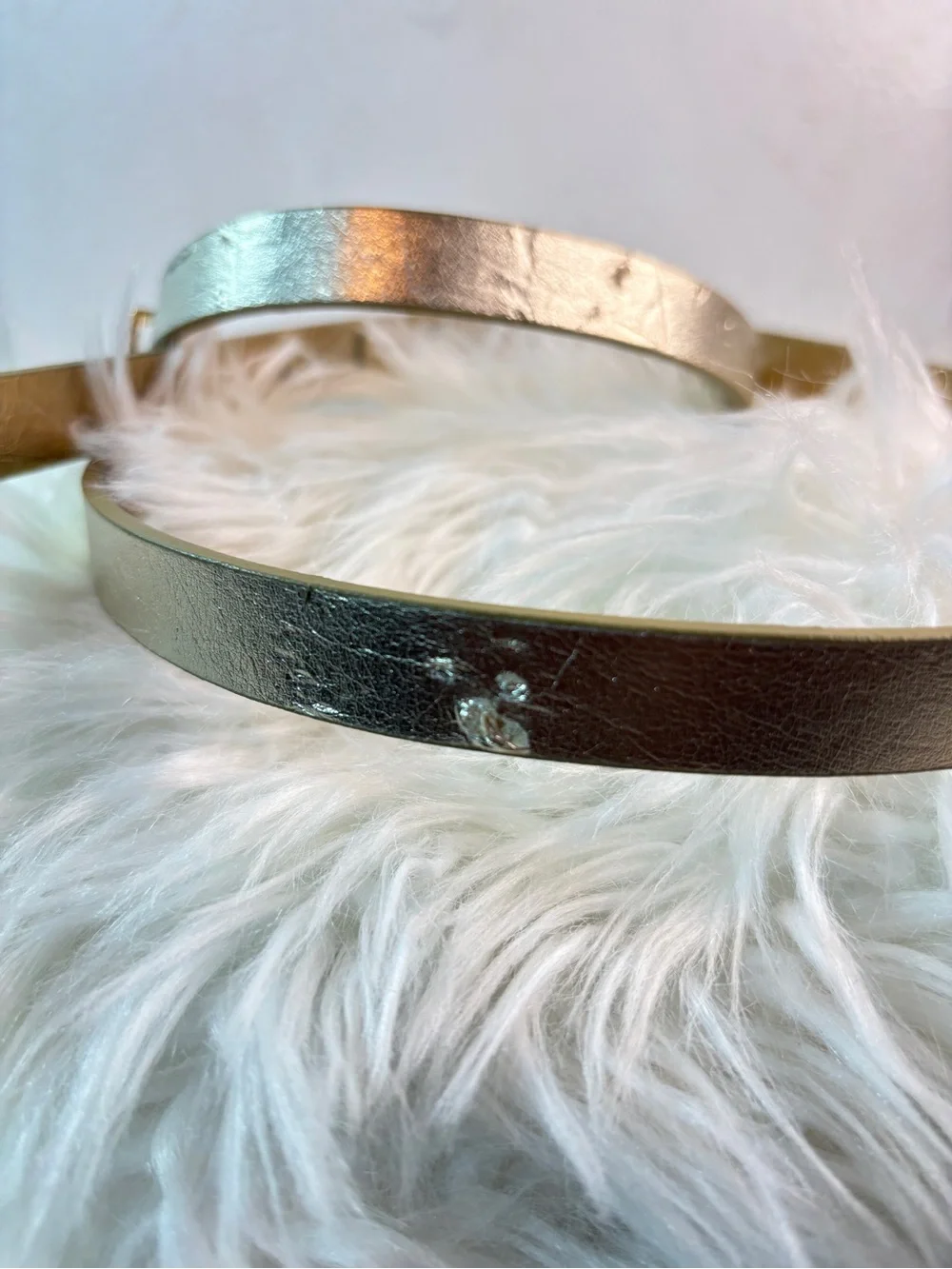 Michael Kors Metallic Gold Slim Leather Belt with Gold Buckle